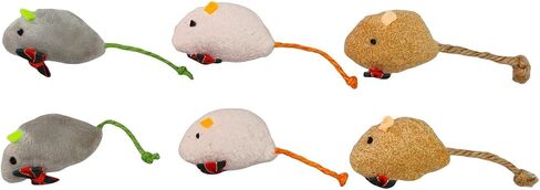 6-Pack Catnip Mice Toys with Gold Christmas Bows - Holiday Plush Mouse Set for Cats, Interactive and Festive Cat Toys in Saudi Arabia