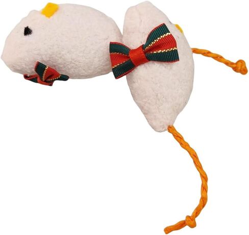 6-Pack Catnip Mice Toys with Gold Christmas Bows - Holiday Plush Mouse Set for Cats, Interactive and Festive Cat Toys in Saudi Arabia