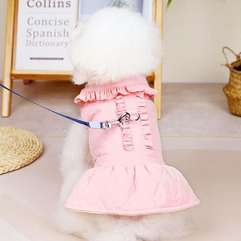 Jecikelon Winter Dog Coat for Small Dogs Warm Puppy Jacket Thick Fleece Lining Pet Cold Weather Clothes Outfits with D-Ring Leash Suéter para Perros (Medium, Pink) in Saudi Arabia