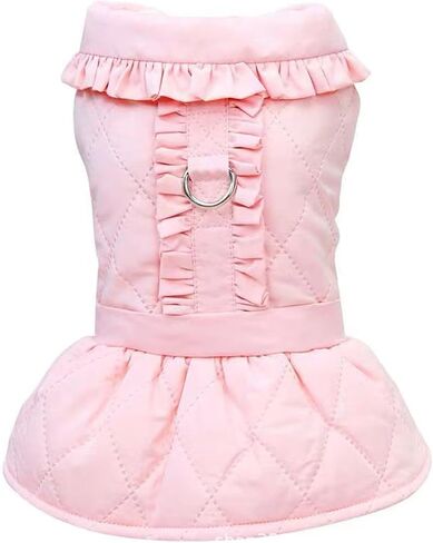Jecikelon Winter Dog Coat for Small Dogs Warm Puppy Jacket Thick Fleece Lining Pet Cold Weather Clothes Outfits with D-Ring Leash Suéter para Perros (Medium, Pink) in Saudi Arabia