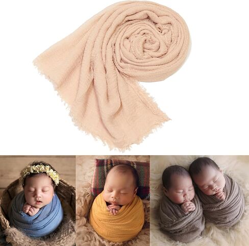Zeroest Newborn Photoshoot Wraps Photography Props Fringed Wraps for Baby Boys Girls Infant Photo Props Blanket (Tan) in Saudi Arabia