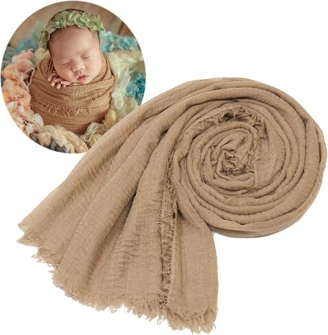 Zeroest Newborn Photoshoot Wraps Photography Props Fringed Wraps for Baby Boys Girls Infant Photo Props Blanket (Tan) in Saudi Arabia