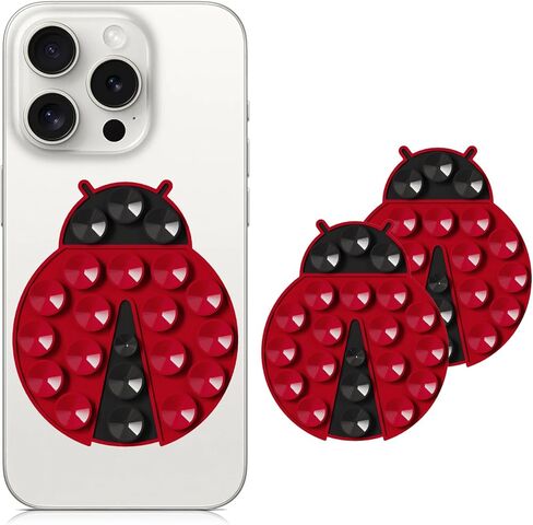2PCS Insects Sticky Phone Grip, Silicone Suction Cup Phone Mount, Hands-Free Phone Suction Grip Phone Accessories Holder for Selfies and Videos (Red) in Saudi Arabia