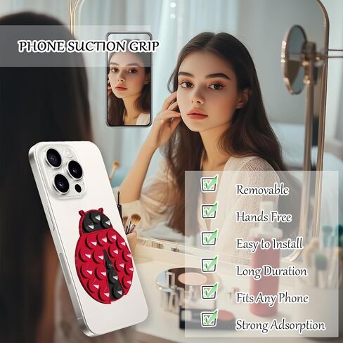 2PCS Insects Sticky Phone Grip, Silicone Suction Cup Phone Mount, Hands-Free Phone Suction Grip Phone Accessories Holder for Selfies and Videos (Red) in Saudi Arabia
