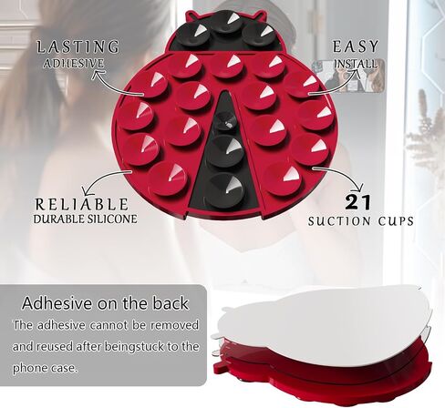 2PCS Insects Sticky Phone Grip, Silicone Suction Cup Phone Mount, Hands-Free Phone Suction Grip Phone Accessories Holder for Selfies and Videos (Red) in Saudi Arabia