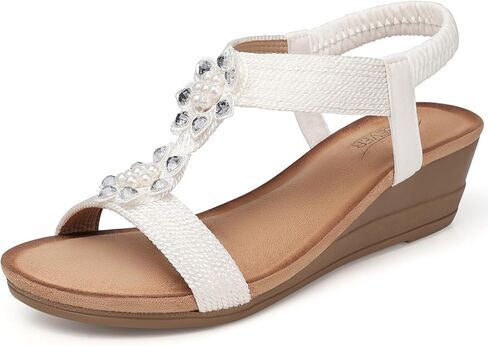 SHIBEVER Wedge Sandals for Women Fashion Sandal Walking Dressy Comfortable Ankle Strap Buckle in Kuwait