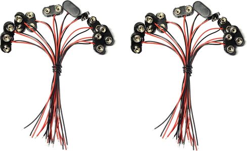 10 Pcs I TYPE 9 Volt Battery Clip And 10 Pcs T Type 9 Volt Battery Connector With Wires Leads in Kuwait