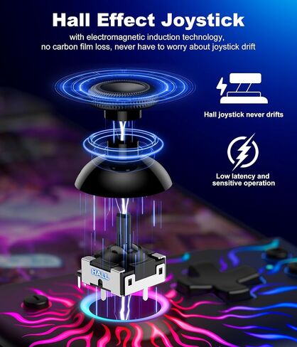 Hall Effect Joystick Controller for Nintendo Switch/OLED, Wireless One-Piece Handheld Switch Joypad - Macro, Adjustable RGB Light, Ergonomic Grip, Turbo, Diamond Pattern in Saudi Arabia