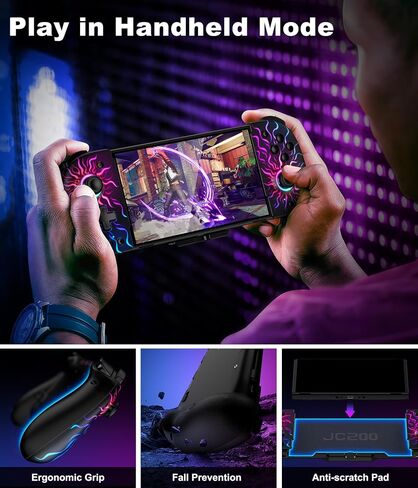 Hall Effect Joystick Controller for Nintendo Switch/OLED, Wireless One-Piece Handheld Switch Joypad - Macro, Adjustable RGB Light, Ergonomic Grip, Turbo, Diamond Pattern in Saudi Arabia
