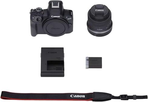 Canon EOS R50 Mirrorless Camera Body with 2 Lens Kit RF-S 18-45mm is STM and RF-S 55-210mm is STM 5811C022 Bundle with Deco Gear Photography Bag + Microphone + Tripod + Software & Accessories Kit in Kuwait