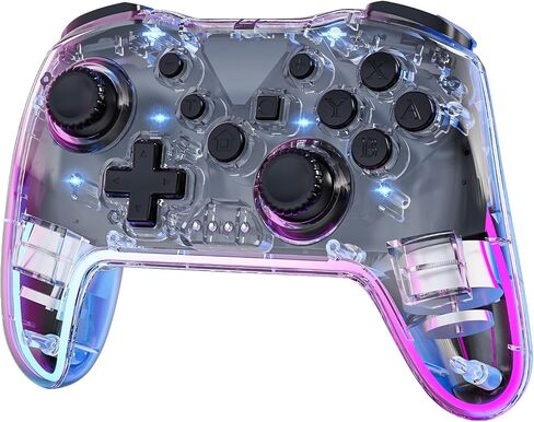Wireless Switch Pro Controller for Nintendo Switch Controller/Lite/OLED/Windows/iOS/Android, 7 Color Adjustable RGB Lights Switch Remote Gamepad with One Key Wake Up/ Adjustable Turbo Vibration(Black) in Saudi Arabia
