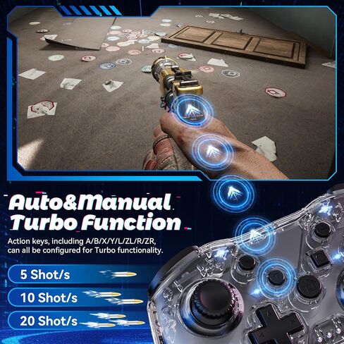 Wireless Switch Pro Controller for Nintendo Switch Controller/Lite/OLED/Windows/iOS/Android, 7 Color Adjustable RGB Lights Switch Remote Gamepad with One Key Wake Up/ Adjustable Turbo Vibration(Black) in Saudi Arabia