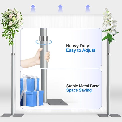 Pipe and Drape Backdrop Stand Kit, Backdrop Stand Heavy Duty 8.6ftx10ft, Adjustable Background Stand for Photography, Wedding, Party, Events Decoration-Black in Saudi Arabia