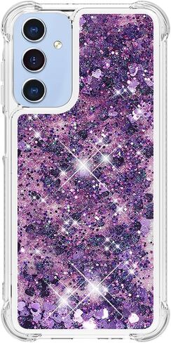 for Samsung Galaxy A15 5G Case Clear Shockproof Glitter Silicone Quicksand Floating Liquid TPU Shell Wemen Girls Protective Bumper Case for Galaxy A15 5G Phone Case, Purple Love in Saudi Arabia
