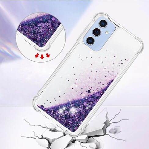 for Samsung Galaxy A15 5G Case Clear Shockproof Glitter Silicone Quicksand Floating Liquid TPU Shell Wemen Girls Protective Bumper Case for Galaxy A15 5G Phone Case, Purple Love in Saudi Arabia