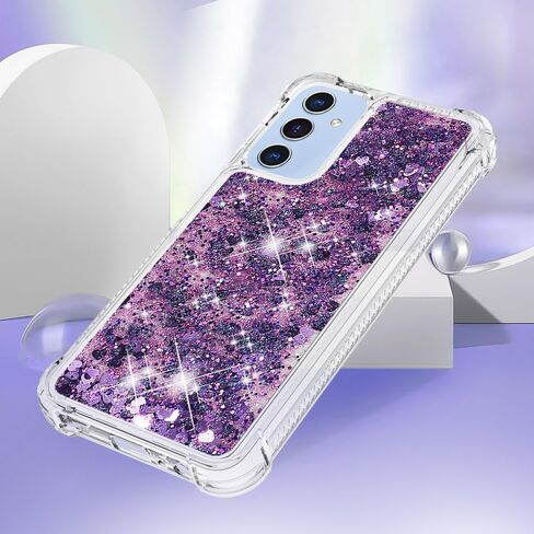 for Samsung Galaxy A15 5G Case Clear Shockproof Glitter Silicone Quicksand Floating Liquid TPU Shell Wemen Girls Protective Bumper Case for Galaxy A15 5G Phone Case, Purple Love in Saudi Arabia