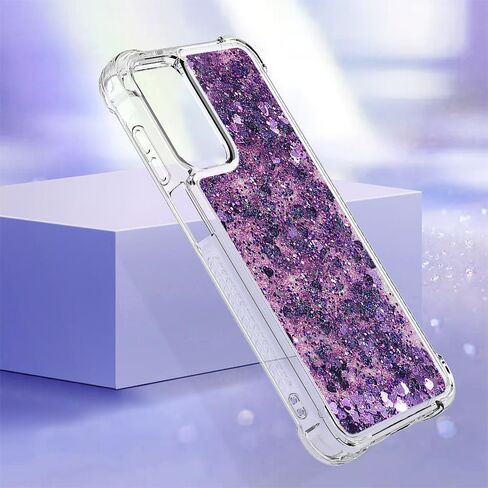 for Samsung Galaxy A15 5G Case Clear Shockproof Glitter Silicone Quicksand Floating Liquid TPU Shell Wemen Girls Protective Bumper Case for Galaxy A15 5G Phone Case, Purple Love in Saudi Arabia