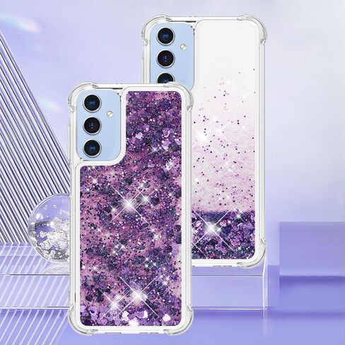 for Samsung Galaxy A15 5G Case Clear Shockproof Glitter Silicone Quicksand Floating Liquid TPU Shell Wemen Girls Protective Bumper Case for Galaxy A15 5G Phone Case, Purple Love in Saudi Arabia