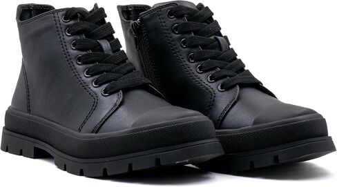 Women's Lace Up High Top Platform Black Canvas Sneaker, Classic Trendy Side Zipper Casual Walking Shoes in Saudi Arabia