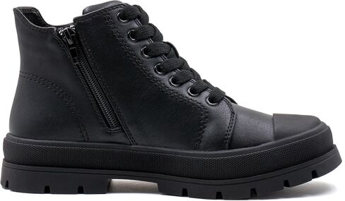 Women's Lace Up High Top Platform Black Canvas Sneaker, Classic Trendy Side Zipper Casual Walking Shoes in Saudi Arabia