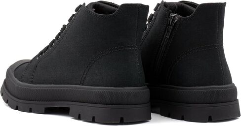 Women's Lace Up High Top Platform Black Canvas Sneaker, Classic Trendy Side Zipper Casual Walking Shoes in Saudi Arabia