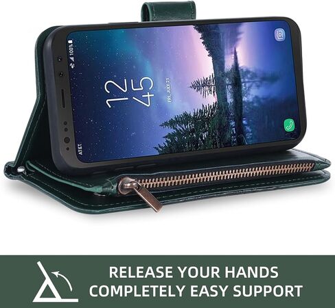 Asuwish متوافق مع حافظة محفظة Samsung Galaxy S8 Active وواقي شاشة من الزجاج المقسى وحامل بطاقة قلاب على شكل زهرة وغطاء للهاتف الخلوي لهاتف Glaxay S8Active 8s S 8 8Active G892A للنساء والرجال باللون الرمادي in Saudi Arabia