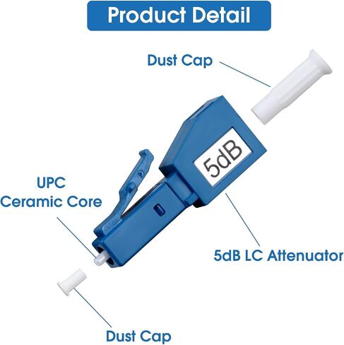 2 Pack LC/UPC Fiber Optic Attenuator 5dB, Fixed Single Mode Fiber Optic Attenuator, LC-UPC Male to Female in Saudi Arabia