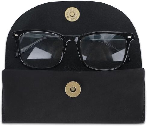 , Leather Eyeglass Case | Leather Glasses Case | Reading Glasses Case |Handmade Leather Case for Sunglasses Eyeglass | Heavy Duty| Portable Holder | Glasses Case for Men and Women:Brown in Kuwait