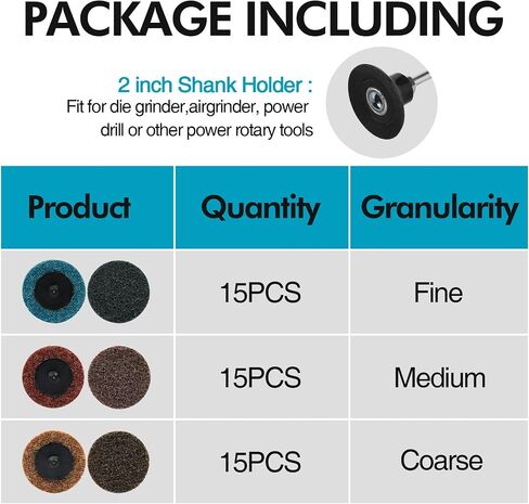 2 Inch Sanding Discs 50Pcs Roll Lock Sanding Discs, Quick Change Discs with 1/4'' Disc Pad Holder, Surface Conditioning Disc Die Grinder Sanding Disc Polish Burr Rust Paint Removal in Saudi Arabia