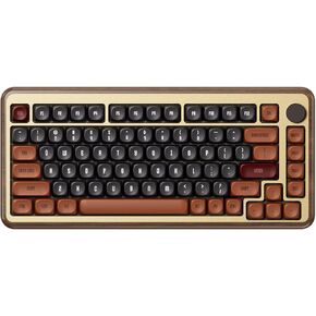 Akko MU02 Mechanical Keyboard with Walnut Wooden Case 75% RGB 2.4G Wireless/Bluetooth/Wired Hot-Swappable Gaming Keyboard with PBT Dye-Sub Keycaps for Mac & Win (Autumn, Rosewood Switch)