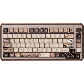 Akko MU02 Mechanical Keyboard with Walnut Wooden Case 75% RGB 2.4G Wireless/Bluetooth/Wired Hot-Swappable Gaming Keyboard with PBT Dye-Sub Keycaps for Mac & Win (Autumn, Rosewood Switch)
