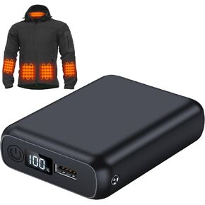 12V 18400mAh Heated Jacket Battery Pack, Battery Pack for Heated Jacket for DEWBU for Antarctica Gear, Rechargeable Power Bank for Heated Jacket, Heated Pants with DC/USB/Type-C Output LED Display