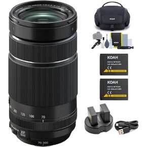 حزمة عدسة Fujifilm XF70-300mmF4-5.6 R LM OIS WR (أسود) مع بطارية قابلة للشحن (عبوتان) وشاحن مزدوج وحقيبة أدوات نظام الكاميرا in Kuwait