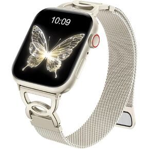 Adorve Slim Milanese loop Compatible with Apple Watch Band 40mm 41mm 38mm 42mm 44mm 45mm 46mm 49mm Women, Thin Stainless Steel Mesh Loop Magnetic Wristbands for iWatch SE Series 10 9 8 7 6 5 4 3 2 1