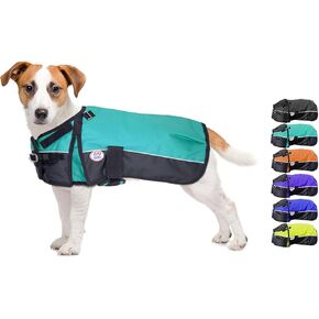Derby Originals Horse Tough 600D Ripstop Waterproof Reflective Winter Dog Coat 150g Medium Weight, Turquoise, 26.5"