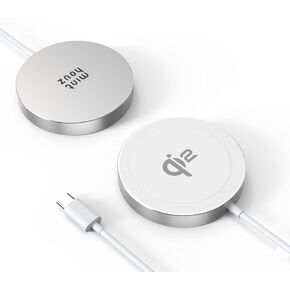 Qi2 Magnetic Wireless Charger, Minthouz 15W Fast Charging iPhone Wireless Charger, Mag Safe Wireless Charging Pad for iPhone 16/15/14/13/12 Series, Airpods and Qi-Enabled Devices (No Adapter), Silver