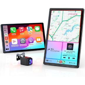 8 inch Portable Car Screen for Apple CarPlay & Android Auto, 1440x900 HD Display, Magnetic Mount, OTA Updates, Portrait and Landscape Modes, Backup Camera, Bluetooth, Voice Control, GPS Navigation