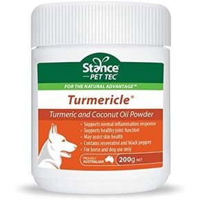 Natural Turmeric Powder for Dogs with Powdered Coconut Oil - Turmericle Anti-Inflamatory Dog Supplement for Healthy Hip & Joint Function - Normal Skin Health (1 Pack)