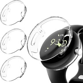4 Pack Screen Protector Case for Google Pixel Watch 3 45mm, Shockproof Soft TPU Protective Cover, All-Around Scratch Resistant Case Compatible with Pixel Watch 3 45mm