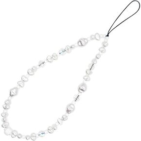 Faux Pearl Phone Charm Strap Beaded Phone Lanyard Cell Phone Bead Chain Phone Hand Holder String Cute Phone Case Wrist Strap for Women Girls