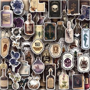 100Pcs Potion Bottle Stickers Pack, Dark Anime Apothecary Stickers for Water Bottles Laptop Journal Scrapbook Skateboard Guitar, Waterproof Vinyl Graffiti Stickers for Teens Adults