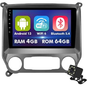 10.1 Inch IPS Touchscreen Android 13 Car Stereo for Chevrolet Silverado/GMC Sierra 2014-2018 with Wireless CarPlay & Android Auto 4+64GB Car Radio, Support WiFi 6, Bluetooth,5.4, Radio, Backup Camera