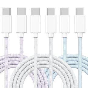 [Apple MFi Certified] iPhone 16 Pro Fast Charging Cable USB C,60W Braided USBC to USB C Fast Charging Cable,3Pack 6ft Type C Fast Charger Cord for iPhone 16 Pro Max/16/Pro/Plus/15 Galaxy Pixel iPad
