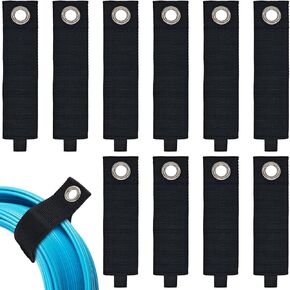 Heavy Duty Storage Straps Extension, Huaziva Assorted 10 Pack(13'' / 17'') Cord Organizer, Hose Elastic Cinch Straps, Rope and Cable Strap, Cord Hanger for Garage Organization and Storage, Black