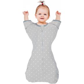 elaia Transitional Swaddle Arm-Up Design with Half-Length Sleeves and Mitten Cuffs Aid Newborns in Self-Soothing, 100% Organic Cotton Baby Swaddles with 2-Way Zipper, Essential for Newborns