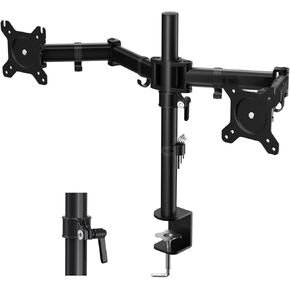 Dual Monitor Desk Mount, Dual Monitor Arm for 17-27 Inch 2 Computer Screens and Max 18lbs Each,Heavy Duty Fully Adjustable Monitor Stand for Desk,VESA 75x75/100x100 mm