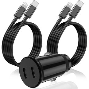 iPhone Fast Car Charger, Apple Certified Dual PD USB C Fast Car Charging Adapter and Type C to Lightning Cable Cord for iPhone 14 Pro/14 Pro Max/14/13 Pro/13 Max/12 Mini/12/11/X/XS/SE/7S/6 Plus/5,iPad