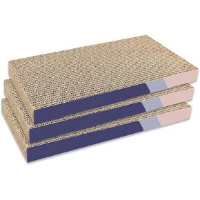 Blue-Purple Gradient 17-Inch Recycled Corrugated Cat Scratch Pads 3-Pack, Double-Sided Use, Furniture Guard, Ideal for Cat’s Rest, Play, and Claw Grinding
