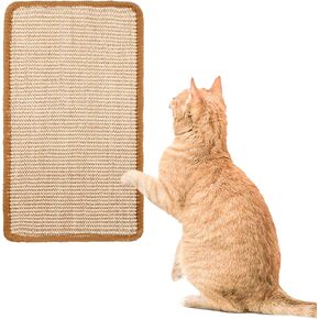 Natural Sisal Cat Scratch Ramp Mat, Cat Scratcher Mat 19.68 x 9.84 Inches Cat Scratching Mat Cat Scratch Pad with Velcro Tapes Cat Scratching Pads for Indoor Protect Couch, Carpet, Furniture