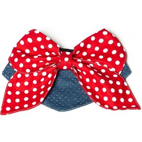 Adjustable Dog Bandana - Handmade Red Blue Denim and Polka Pet Bandana for Dogs Cats - Stylish and Comfortable Accessory for Small, Medium, and Large Breeds (Medium)
